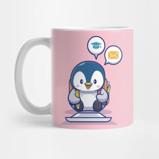 Cute Penguin Write On Paper With Pencil Mug